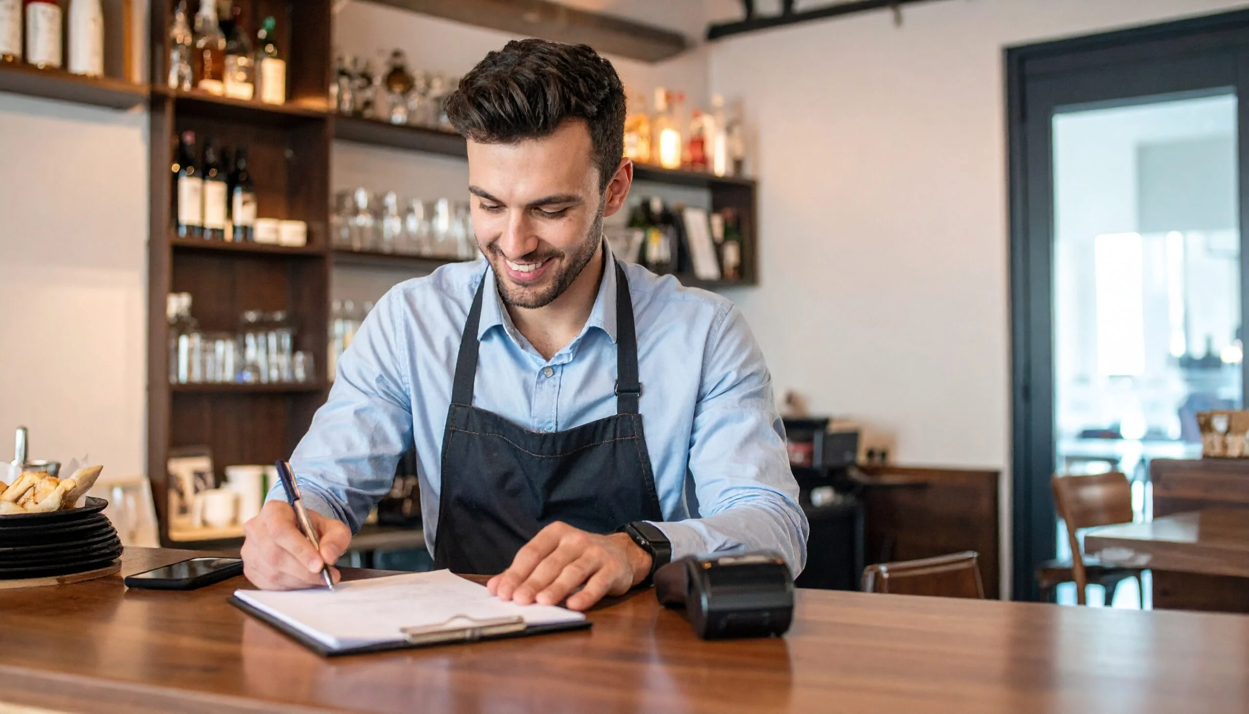 Restaurator drukujący raport dobowy z terminala płatniczego